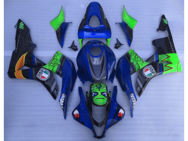 Blue and Green Shark 2007-2008 Honda CBR600RR Fairings Factory