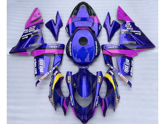 Blue and Pink Trickstar 2004-2005 Kawasaki ZX10R Fairings Factory