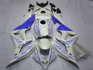 Blue Flame on White 2007-2008 Honda CBR600RR Fairings Factory