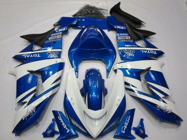 Blue White Ninja 2006-2007 Kawasaki ZX10R Fairings Factory