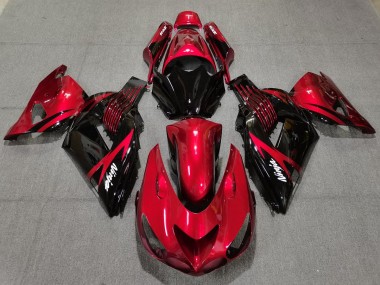 Fire Red and Black 2006-2011 Kawasaki ZX14R Fairings Factory