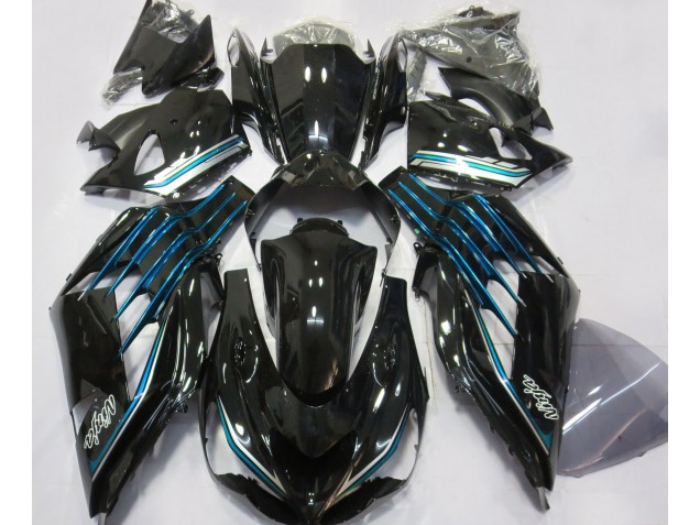 Gloss Black & Light Blue 2012-2019 Kawasaki ZX14R Fairings Factory