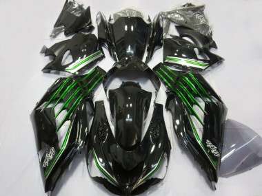 Gloss Black with Green 2012-2019 Kawasaki ZX14R Fairings Factory