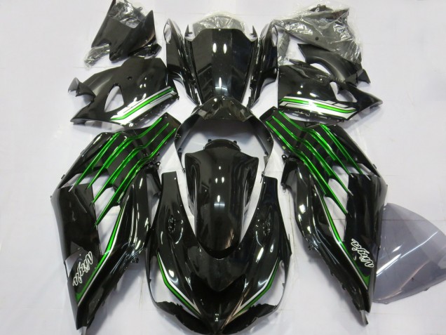 Gloss Black with Green 2012-2019 Kawasaki ZX14R Fairings Factory