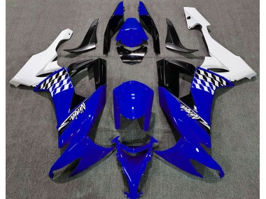 Gloss Blue and White 2008-2010 Kawasaki ZX10R Fairings Factory