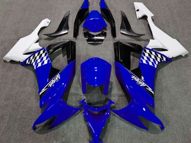 Gloss Blue and White 2008-2010 Kawasaki ZX10R Fairings Factory