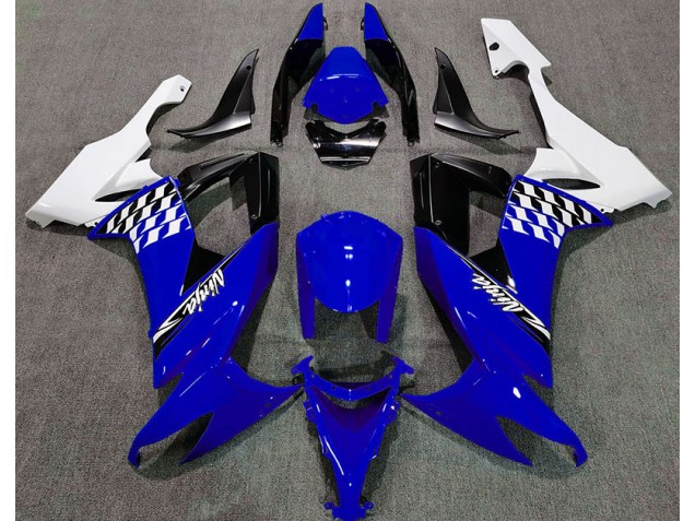 Gloss Blue and White 2008-2010 Kawasaki ZX10R Fairings Factory