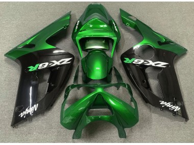 Gloss Green and Black 2003-2004 Kawasaki ZX6R Fairings Factory