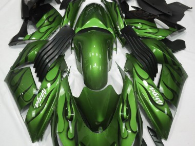 Gloss Green & Flame 2006-2011 Kawasaki ZX14R Fairings Factory