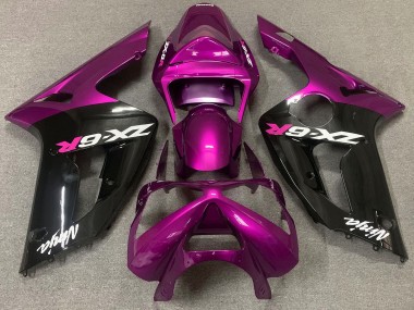 Gloss Pink and Black 2003-2004 Kawasaki ZX6R Fairings Factory