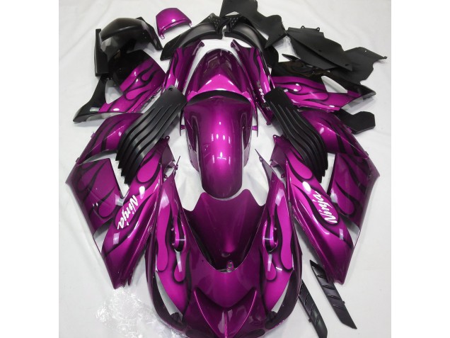 Gloss Pink & Flame 2006-2011 Kawasaki ZX14R Fairings Factory