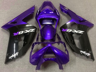 Gloss Purple and Black 2003-2004 Kawasaki ZX6R Fairings Factory