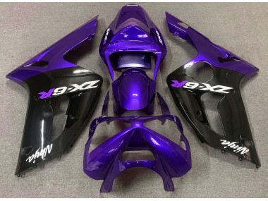 Gloss Purple and Black 2003-2004 Kawasaki ZX6R Fairings Factory