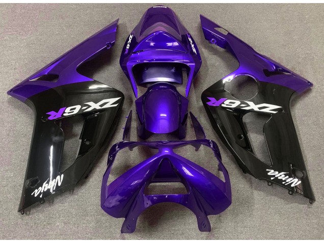 Gloss Purple and Black 2003-2004 Kawasaki ZX6R Fairings Factory