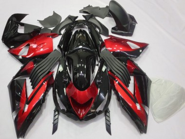 Gloss Red and Black Plain 2006-2011 Kawasaki ZX14R Fairings Factory