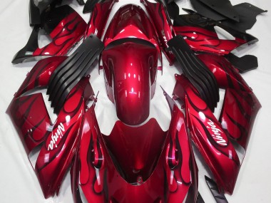 Gloss Red & Flame 2006-2011 Kawasaki ZX14R Fairings Factory