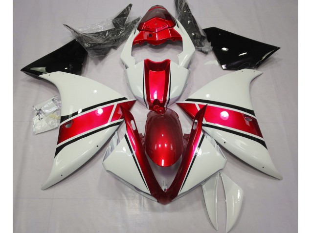 Gloss White and Metallic Red 2009-2012 Yamaha R1 Fairings Factory