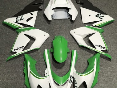 Gloss White & Green 2004-2005 Kawasaki ZX10R Fairings Factory