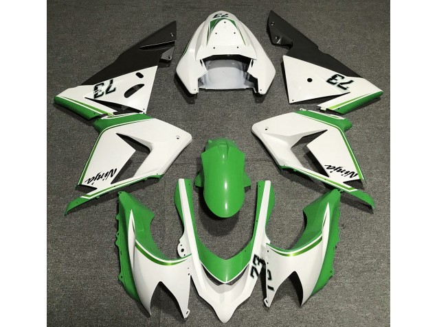 Gloss White & Green 2004-2005 Kawasaki ZX10R Fairings Factory