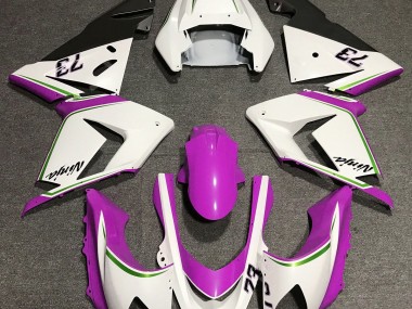 Gloss White & Pink 2004-2005 Kawasaki ZX10R Fairings Factory