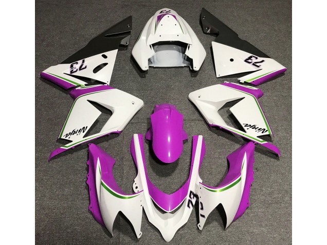 Gloss White & Pink 2004-2005 Kawasaki ZX10R Fairings Factory