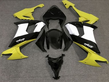 Gloss Yellow Black and White 2008-2010 Kawasaki ZX10R Fairings Factory