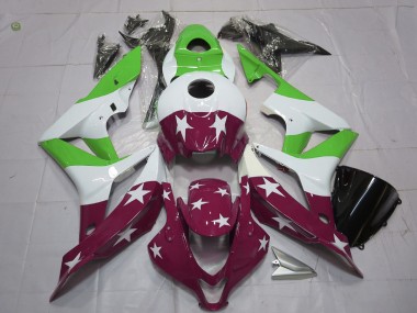 Green and Maroon Stars and Stripes 2007-2008 Honda CBR600RR Fairings Factory