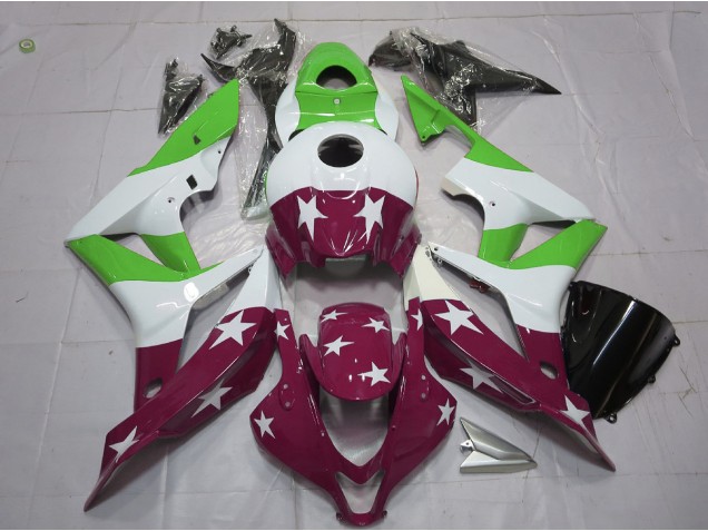 Green and Maroon Stars and Stripes 2007-2008 Honda CBR600RR Fairings Factory