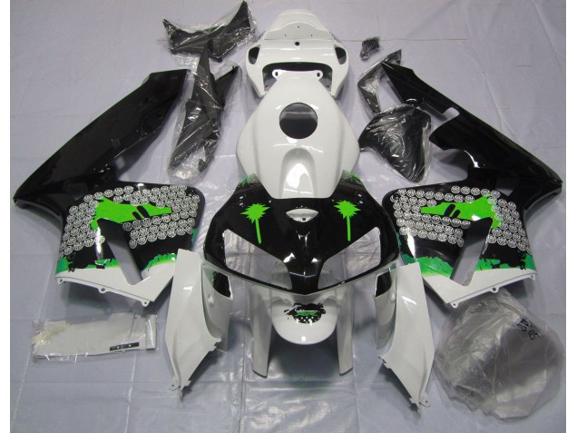 Green Splatter on Gloss Black 2005-2006 Honda CBR600RR Fairings Factory