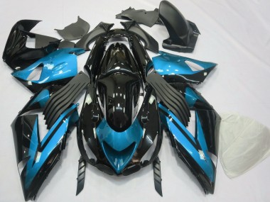 Light Blue and Black Plain 2006-2011 Kawasaki ZX14R Fairings Factory