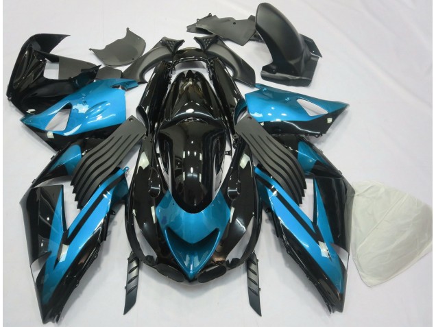 Light Blue and Black Plain 2006-2011 Kawasaki ZX14R Fairings Factory