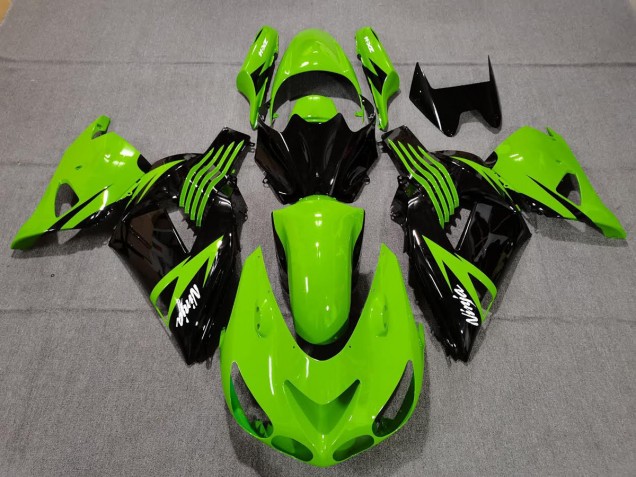 Lime Green and Black 2006-2011 Kawasaki ZX14R Fairings Factory