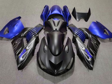 Matte Black and Blue 2006-2011 Kawasaki ZX14R Fairings Factory