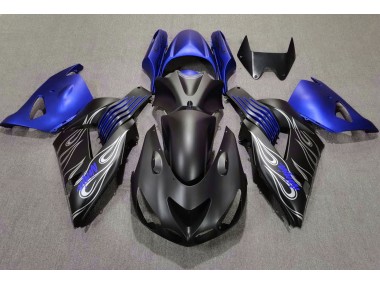 Matte Black and Blue 2006-2011 Kawasaki ZX14R Fairings Factory