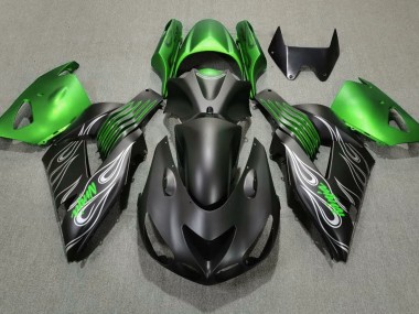 Matte Black and Green 2006-2011 Kawasaki ZX14R Fairings Factory