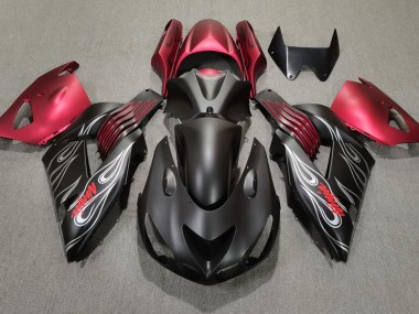 Matte Black and Red 2006-2011 Kawasaki ZX14R Fairings Factory