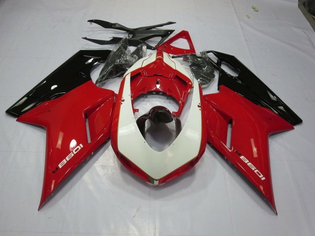 Red and White 2007-2012 Ducati 848 1098 1198 Fairings Factory