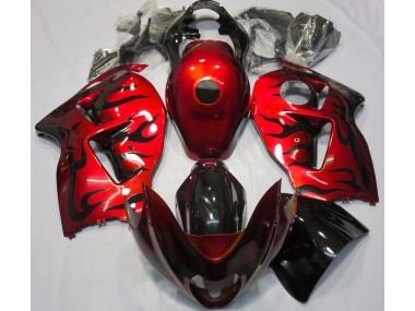 Red & Black Flame 1997-2007 Suzuki GSXR 1300 Fairings Factory