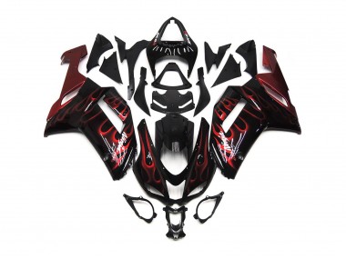 Red Gloss Flame 2007-2008 Kawasaki ZX6R Fairings Factory