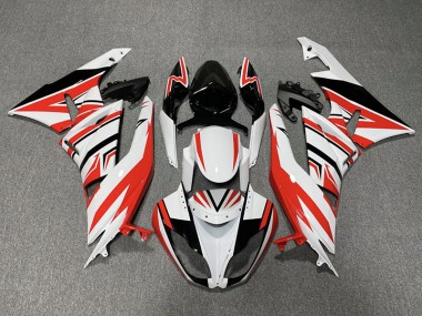 Red White and Black Zag 2009-2012 Kawasaki ZX6R Fairings Factory