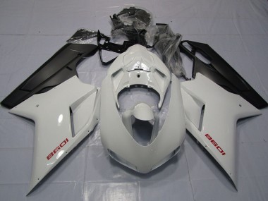 Red White and Matte Black 2007-2012 Ducati 848 1098 1198 Fairings Factory