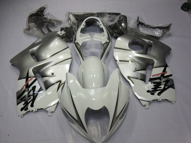 White and Silver 1997-2007 Suzuki GSXR 1300 Fairings Factory