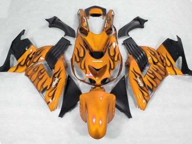 Yellow Black Flame 2006-2011 Kawasaki ZX14R Fairings Factory