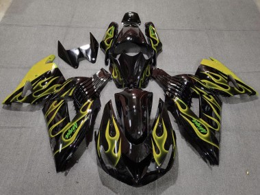 Yellow Flame 2006-2011 Kawasaki ZX14R Fairings Factory